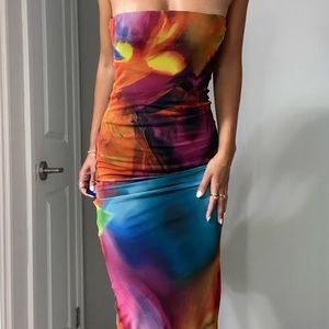 Zara colourful maxi tube dress